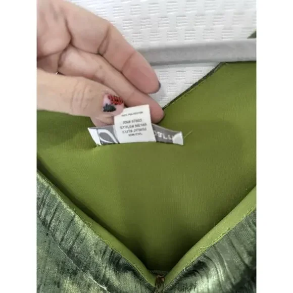 Dress Barn XL Fairycore Boho Y2K Green Velvet Patchwork Blouse Cottagecore Top - Picture 7 of 16